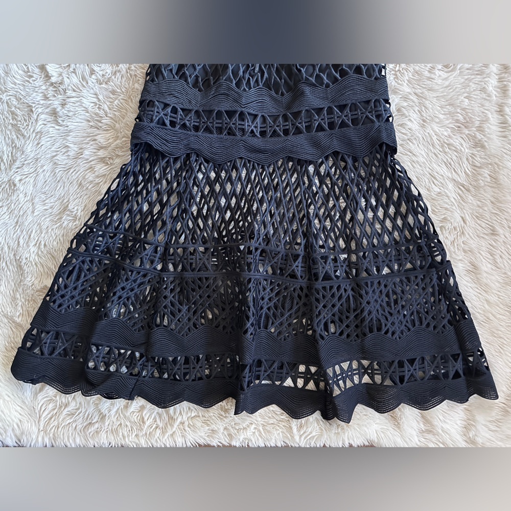 Self Portrait Black Cut Out Lace Layered Midi Dress Size 0 - Picture 16 of 16